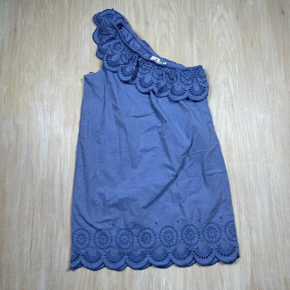Vineyard Vine Periwinkle Blue One Shoulder Eyelet Embroidered Dress Medium - Picture 1 of 15